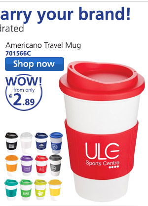 Americano Travel Mug - White with Coloured Lid & Grip